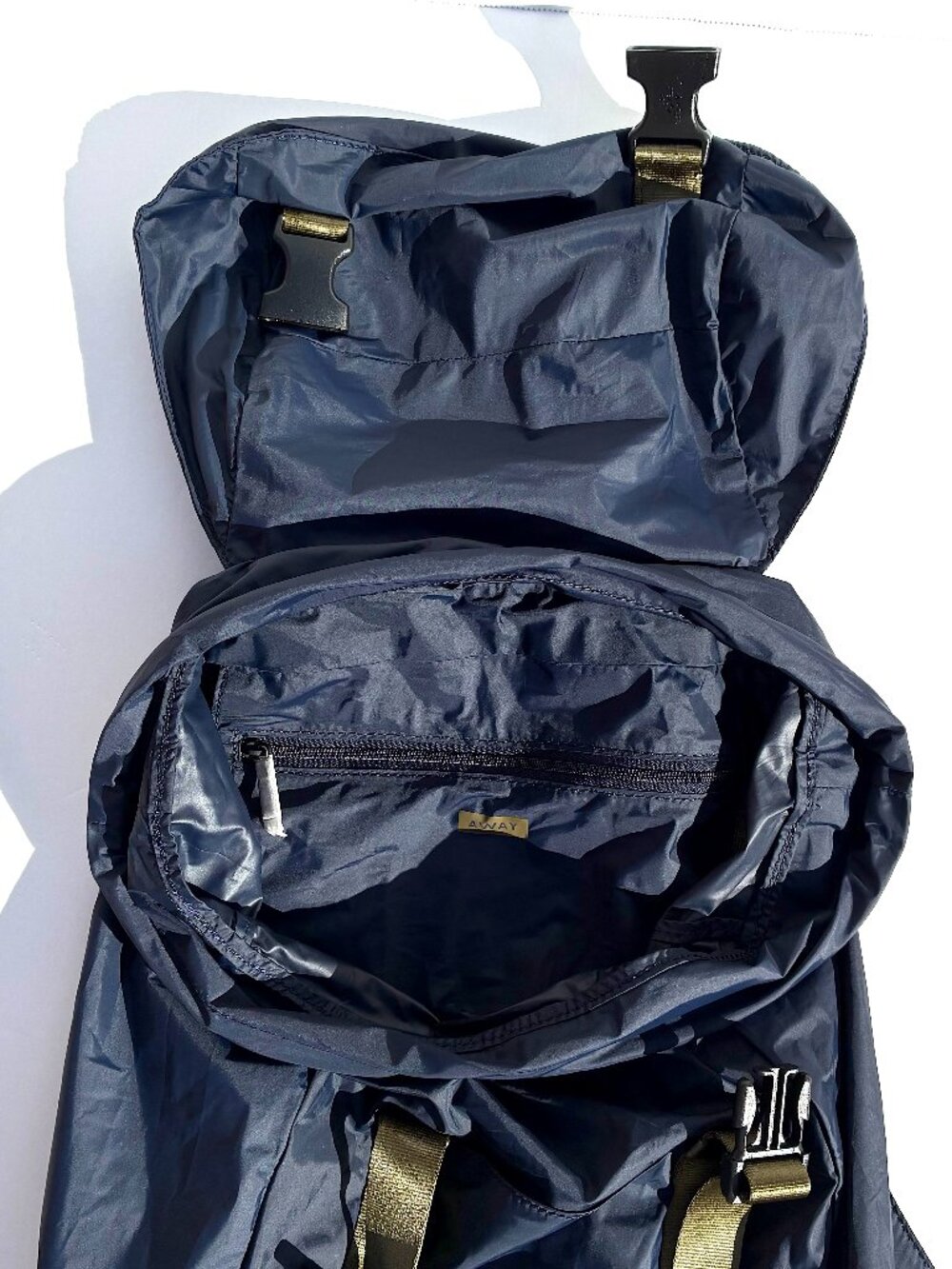 Away Packable Water-Resistant Backpack, Navy/Tan - Picture 8 of 9